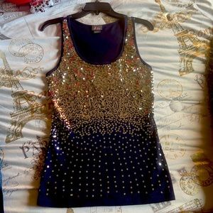 Dots Size L Silver & Blue Sequin Tank Top Never worn